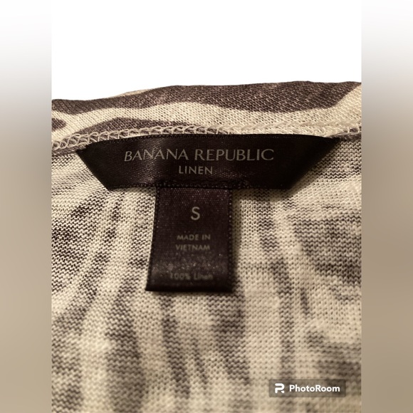 Banana Republic 100% Linen Brown Zebra Print Top. Size Small. - Picture 3 of 10